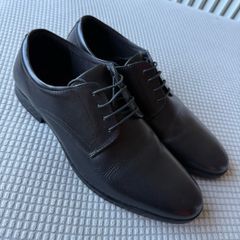 Black Leather Derby Shoes men