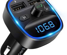 FM Transmitter, Bluetooth Wireless Radio Adapter Car Kit with 2 USB Ports Car Charger MP3 Player Support TF Card & Disk