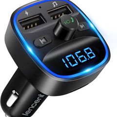 FM Transmitter, Bluetooth Wireless Radio Adapter Car Kit with 2 USB Ports Car Charger MP3 Player Support TF Card & Disk