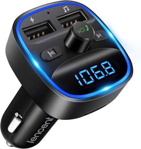 FM Transmitter, Bluetooth Wireless Radio Adapter Car Kit with 2 USB Ports Car Charger MP3 Player Support TF Card & Disk