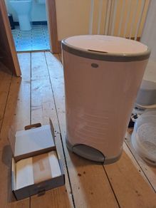 Nappy bin with full box of nappy bin liners
