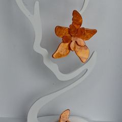 Marbled Orange 3D Tiger Lily Resin Earrings