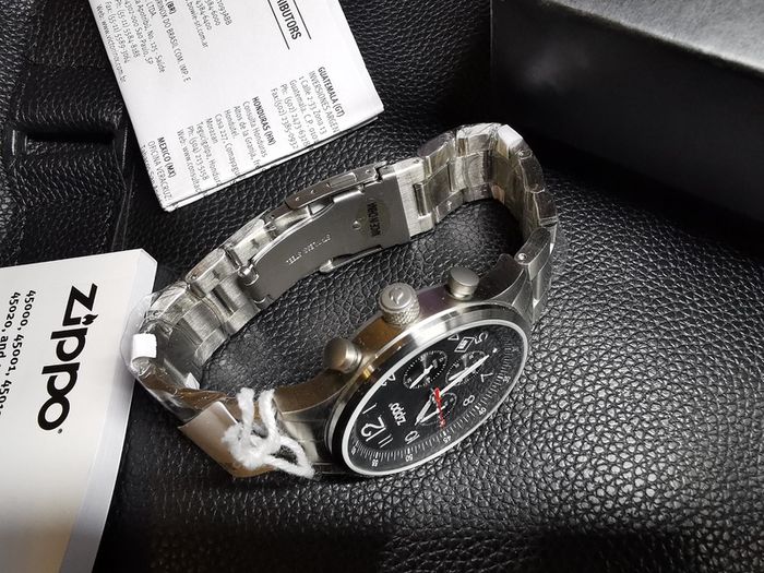 Men's Watch Chronograph ZIPPO 45001 Sports Military Black Analog Dial