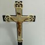 Vintage Jesus sick-call table top Crucifix with candlestick holder devotional item Image 2