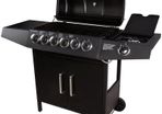 Gas Barbecue Grill Trolley BBQ 3/4/5/6 Burner with Side Stove Gas Grill TUV Tested, Black