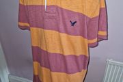 American Eagle Striped red and orange Polo shirt