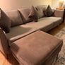 4 Seater Grey/houndstooth Sofa with footstool Image 3
