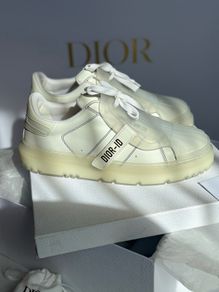 Authentic Dior-ID Low Top Sneakers White Leather with Transparent Rubber Toe Cap