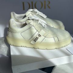 Authentic Dior-ID Low Top Sneakers White Leather with Transparent Rubber Toe Cap