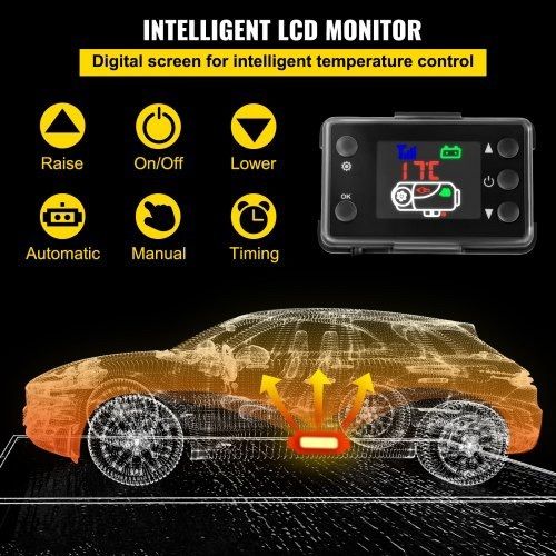 12v 5kw 1 Holes Air Diesel Heater + 2 Silencers Lcd Switch For Car Truck Car