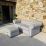 Beautiful grey chesterfield sofa & storage pouffe Image 5