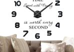 Modern Mute DIY Frameless Large Wall Clock 3D Mirror Sticker Metal Big Watches Home Office Decorations (Black-2)