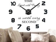 main image for ad Modern Mute DIY Frameless Large Wall Clock 3D Mirror Sticker Metal Big Watches Home Office Decorations (Black-2)