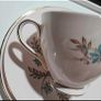 Vintage Pastel Pink Fine Bone China Blue Star Teacup Trio Set Image 4