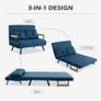 2 Seater Convertible Sofa Bed with Adjustable 5-Level Backrest and 2 Padded Cushions, Velvet-like Fabric, Blue Image 3