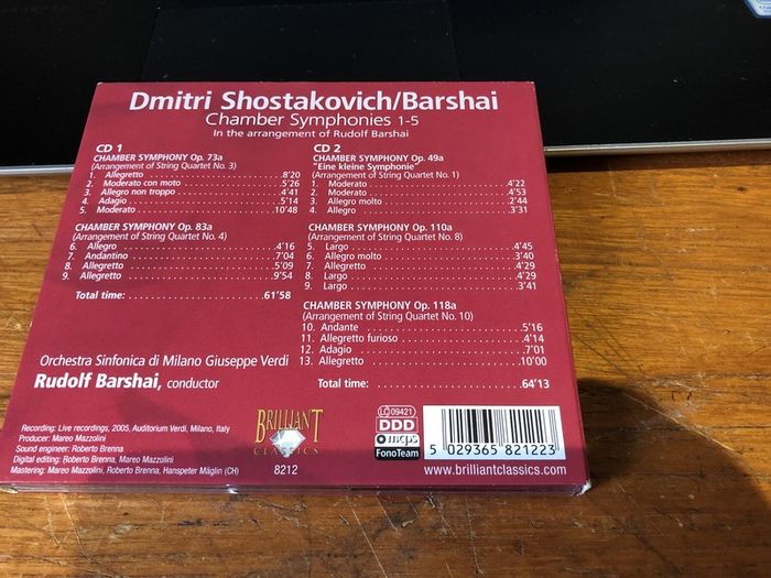 Shostakovich/Barshai " Chamber Symphonies 1-5"