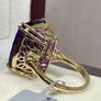 Yellow Gold AAA Zambian Amethyst & Natural Diamond Ring Image 10