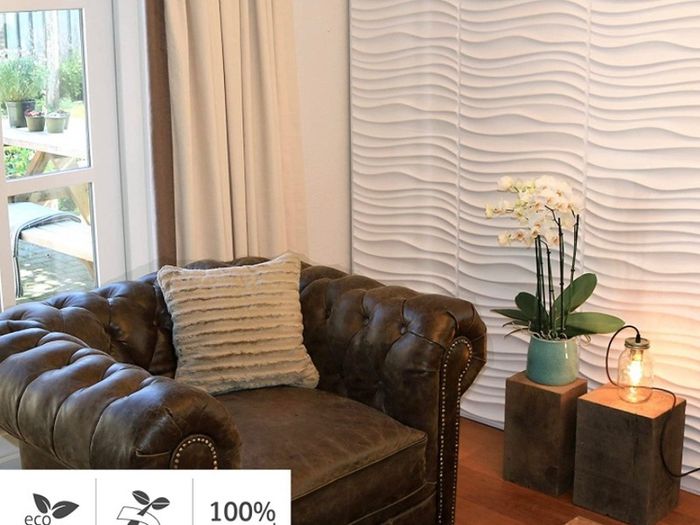 Wall Decor - Eco Friendly 3D Wall Panels / 3D Decorative Wall Tiles - Dutch Design - 100 Percent Natural 3D Wallpaper  50x50 cm  12 Panels