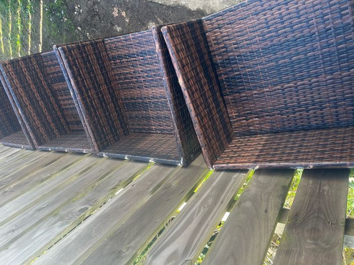 4 Seater Brown Rattan Cube Garden