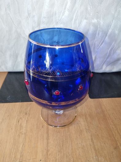 Large vintage Bohemia glass goblet