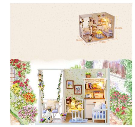 Wooden Dollhouse Kit 3D Build with LED Lights