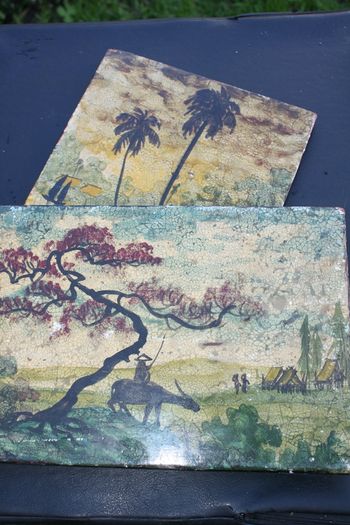 Antique two Asian Paintings 11.4" x 8"   11,5 x 8"