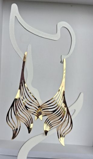 Gold Wavy Sculpted Fluid Leaf Earrings