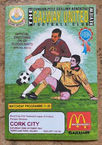 Very Rare 1994 Galway United v Cork City - League of Ireland Premier Division Programme