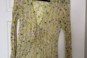 H&amp;M floral blouse tie front size S