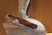 OGETTI Slingback Espadrille Sandals 39 New Silver