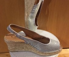 OGETTI Silver Slingback Espadrille Sandals 39 New