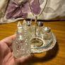 Vintage Mayell & CO Queen Anne Revolving Silver Plated Glass 5 Piece Condiment Cruet Set Image 6