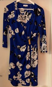 Calvin Klein Blue Floral Midi Dress Size L