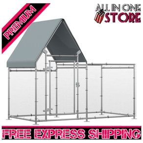 Walk In Chicken Run, Large Galvanized Chicken Coop Hen House Poultry Coops Cages Rabbit Hutch Metal Enclosure with Water-Resist Cover for Outdoor 200 x 105 x 172cm (FREE SHIPPING)