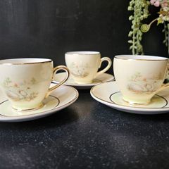 Vintage Arklow "SWANLAKE" Yellow Coffee Cups x 3