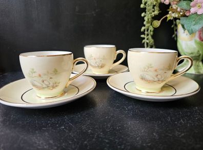 Vintage Arklow "SWANLAKE" Yellow Coffee Cups x 3