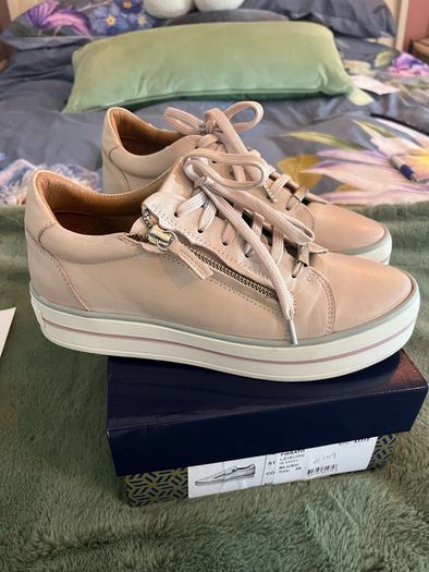 NEW Carl Scarpa Fissato Side Zip Platform Runners / Trainers - Blush Pink Leather - Size 6 / EU39
