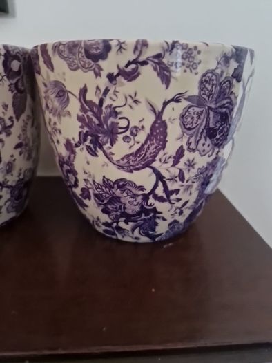 blue / white plantpots