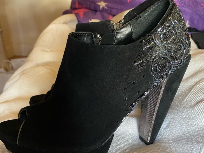 Sam Edelman 'una' black suede peep toe boots