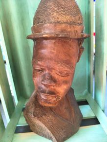 Large Wooden Head Sculpture