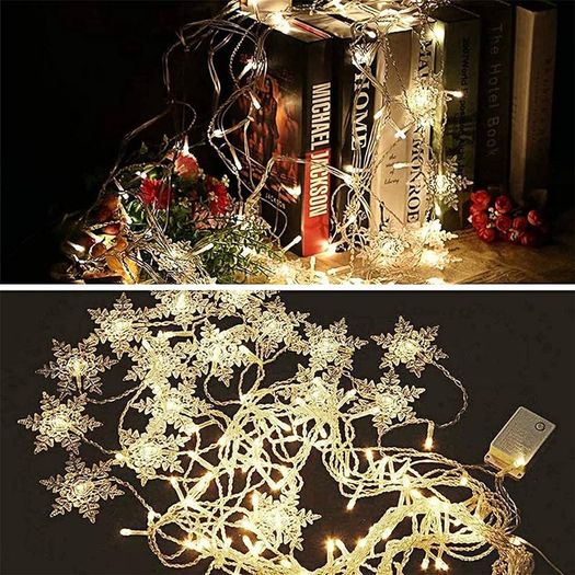 LED Curtain String Lights, 96 LED 3.5M Fairy Snowflake Lights, Christmas Lights 4 Flashing Modes,Waterproof Light for Christmas Window, Garden, Party, Patio Decoration