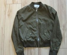 ladies army green crop style lightweight jacket/anorak size small 8 to 10