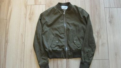 ladies army green crop style lightweight jacket/anorak size small 8 to 10
