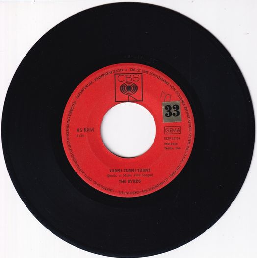 The Byrds Turn Turn Turn German Pressing 1965 Cbs Records 45rpm
