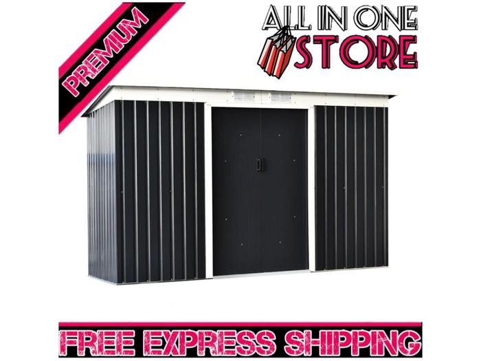 9ft x 4.25ft Corrugated Garden Metal Storage Shed Outdoor Equipment Tool Box with Foundation Ventilation & Doors (FREE SHIPPING)