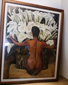 Lovely large picture in wooden frame