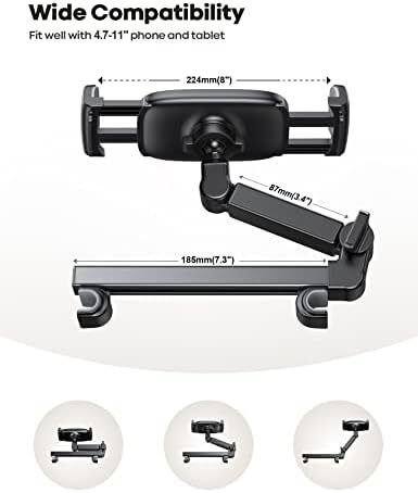 Car Headrest Tablet Mount Aluminium Arm 2025 Adjustable Car Tablet Holder, 360 rotaotating Backseat Mount for Kids, for 2024 iPad Pro 13, Air 6, Mini, Tab, Phones, 4.7-13 inch Device - Black