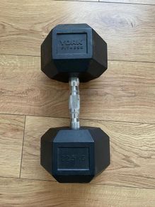 York Fitness 22.5kg Rubber Hex Dumbbell