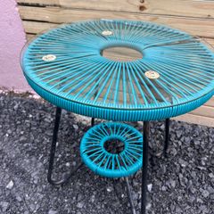 Turquoise Outdoor Retro Bistro Table