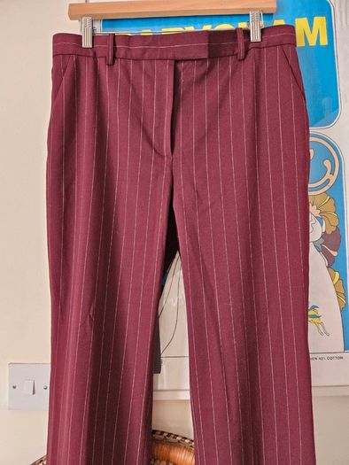 & Other Stories burgundy wool blend wide legged trousers office siren smart Size 12-14